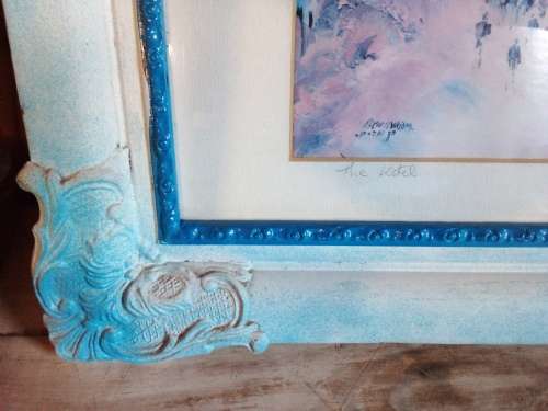 Vintage Frame with Matching Print Behind Glass