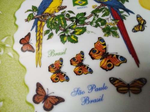 Bright Birds and Butterflies Wall Hanging Plate from Brazil