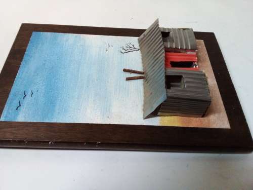 Small Tin Shack Wall Hanging Art