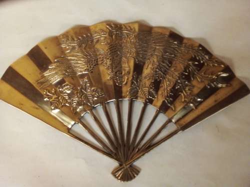 Solid Brass Fan with Raised Detail