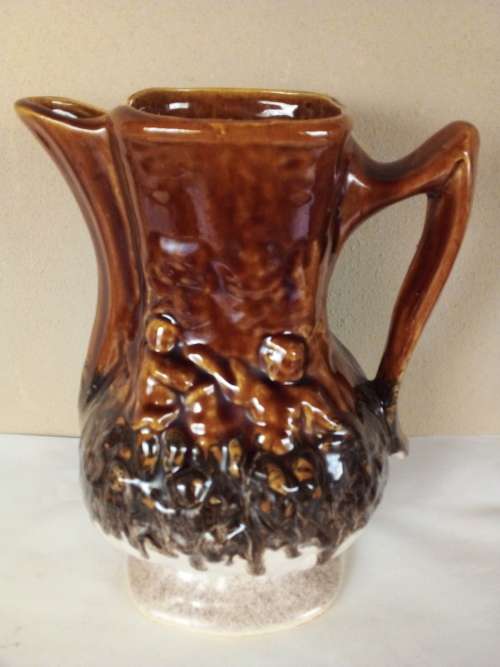 Vintage Glazed Jar with Abstract Raised Images