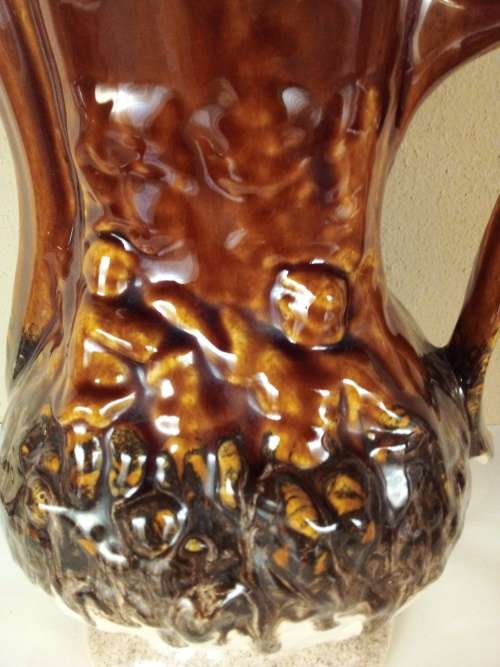 Vintage Glazed Jar with Abstract Raised Images