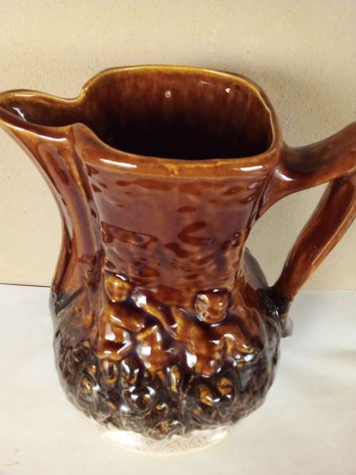 Vintage Glazed Jar with Abstract Raised Images