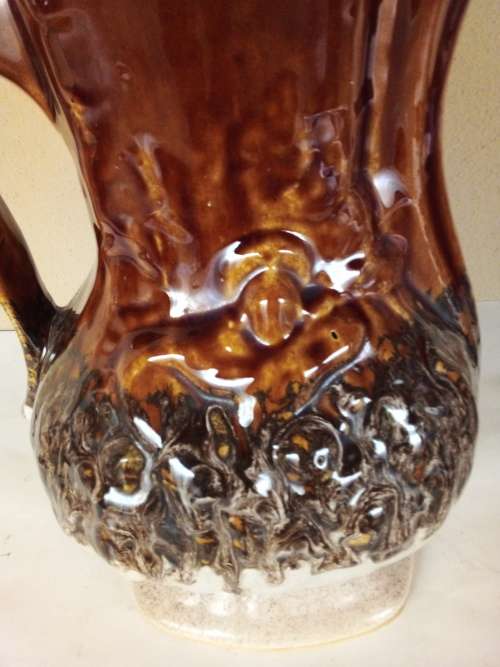Vintage Glazed Jar with Abstract Raised Images