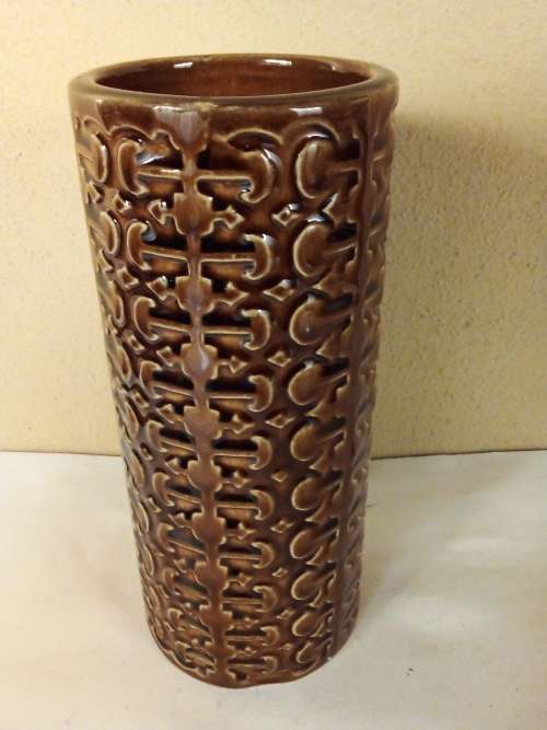 Vintage Glazed Cresent Pottery Vase