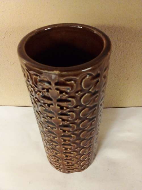 Vintage Glazed Cresent Pottery Vase