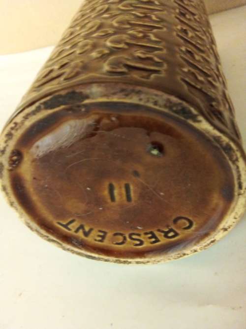 Vintage Glazed Cresent Pottery Vase