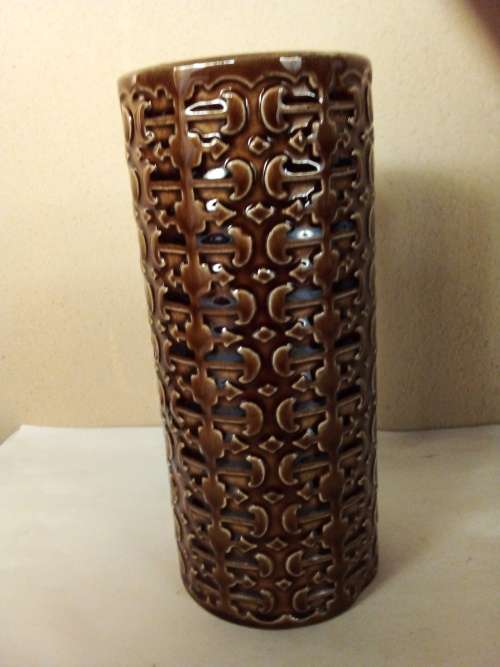 Vintage Glazed Cresent Pottery Vase