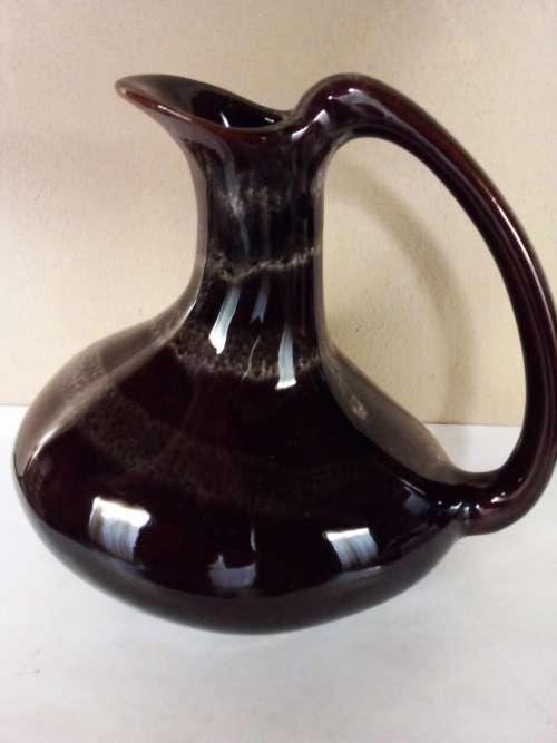 From Israel - Vintage Glazed Potbelly Jug with Slick Handle