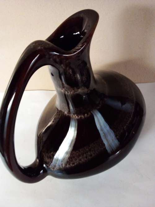 From Israel - Vintage Glazed Potbelly Jug with Slick Handle