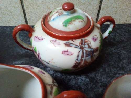 Very Old Partial Hand Painted Eggshell Teaset