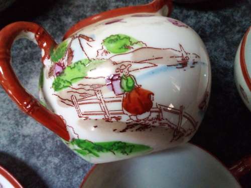 Very Old Partial Hand Painted Eggshell Teaset