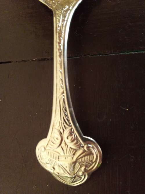 Light Metal Sugar Spoon with Raised Detail