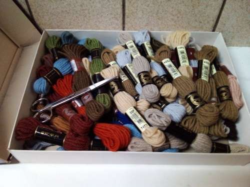 Box with DMC Tapestry Wool Strings