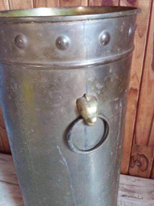 Large Engraved Brass Plate Coal Bucket