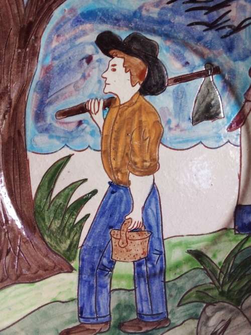 Art on Terracota  - Worker off to The Fields