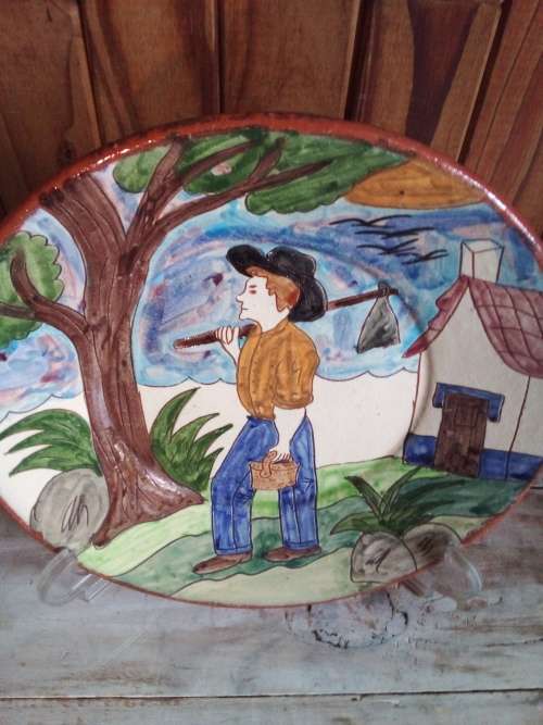 Art on Terracota  - Worker off to The Fields