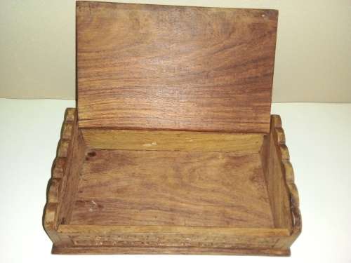 Carved Wooden Box with Floral Design