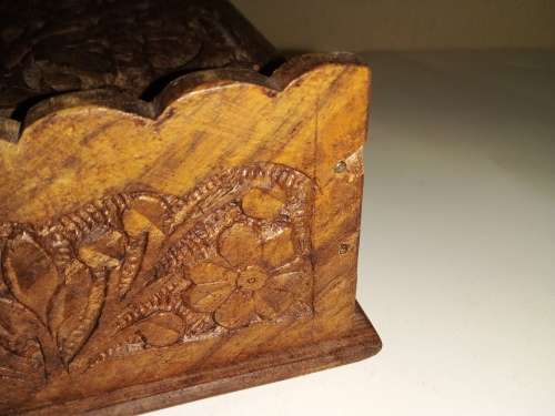 Carved Wooden Box with Floral Design