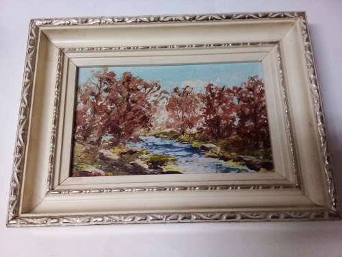 Small Well Painted Oil Painting in Vintage Wood Frame