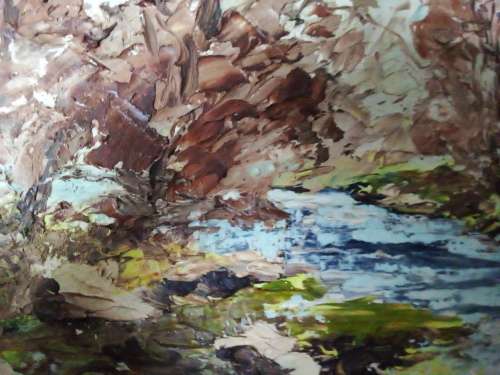 Small Well Painted Oil Painting in Vintage Wood Frame