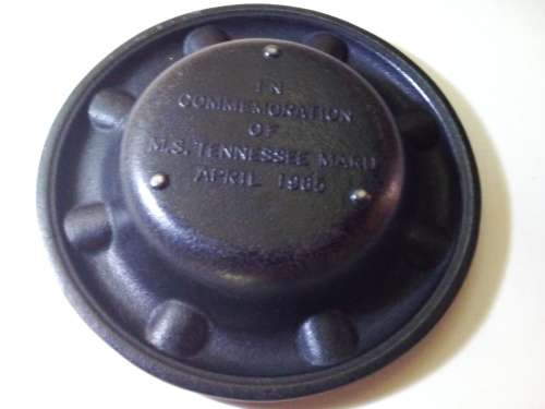1965 `K` Line Ship Solid Metal Ashtray with Inscription