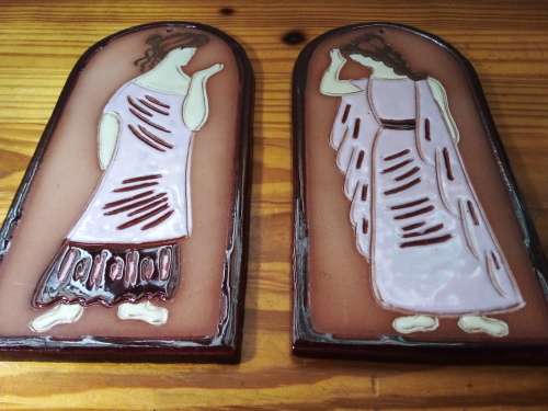 Pair of Glazed Terracota Wall Hangings