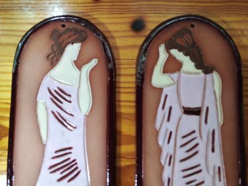 Pair of Glazed Terracota Wall Hangings