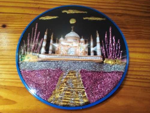 Dome Shape Glitter & Other Art Taj Mahaal Wall Hanging