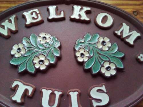 Oval Stoneware *Welkom * Tuis* Wall Hanging