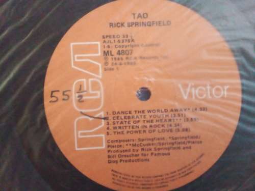 Rick Springfield - TAO Vinyl LP 1985