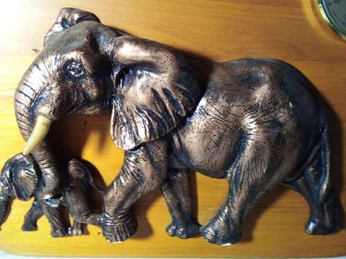 Vintage Thermometer on Solid Board with Elephant Cast