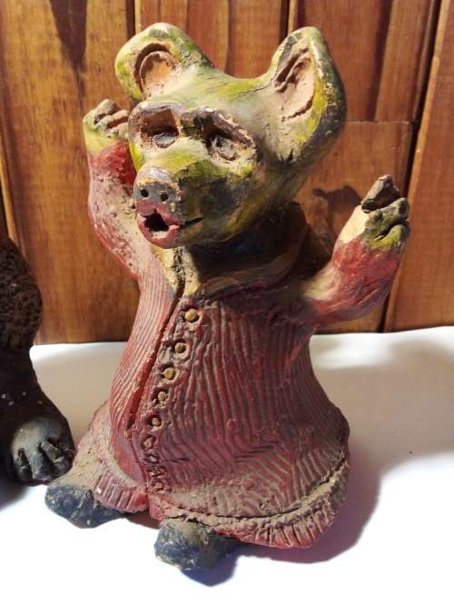 Unique Old Pair of Earthernware Teddy Bears