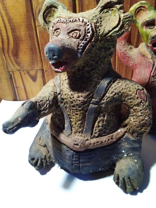 Unique Old Pair of Earthernware Teddy Bears