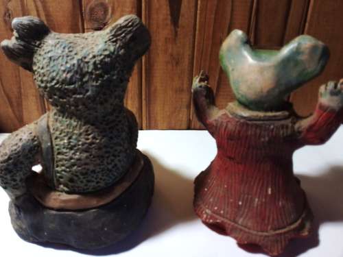 Unique Old Pair of Earthernware Teddy Bears