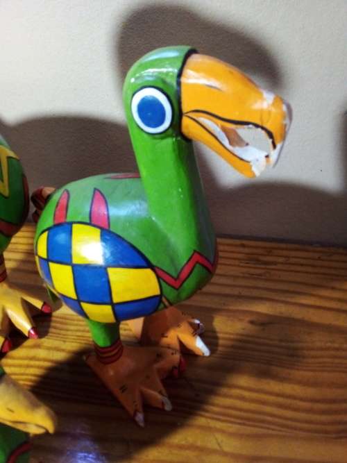 Set of Three Colourful Wooden Dodo Birds