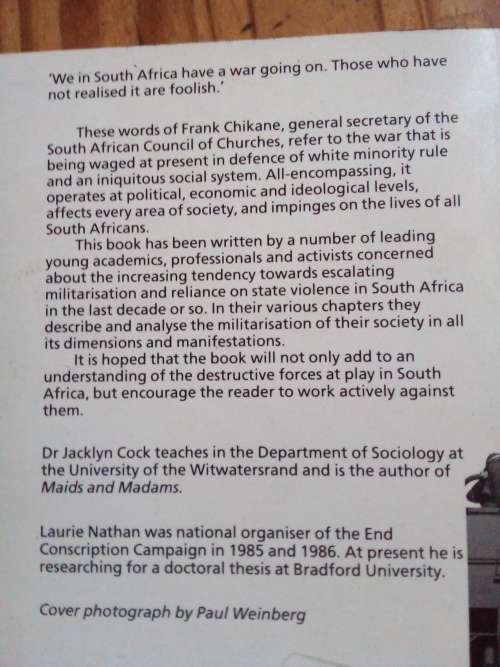 War and Society - The Militarisation of South Africa