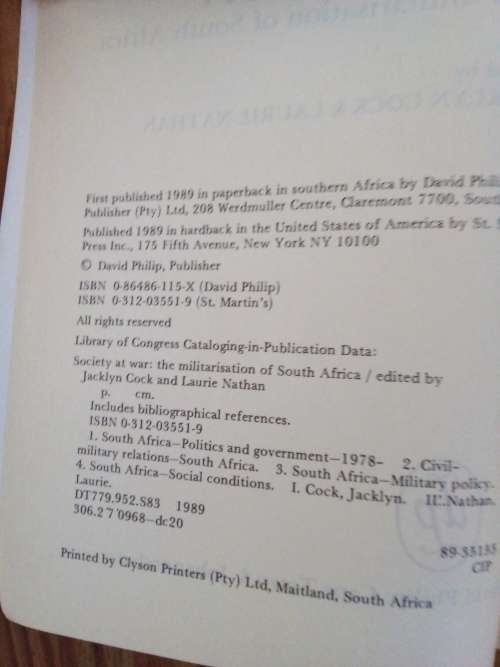 War and Society - The Militarisation of South Africa