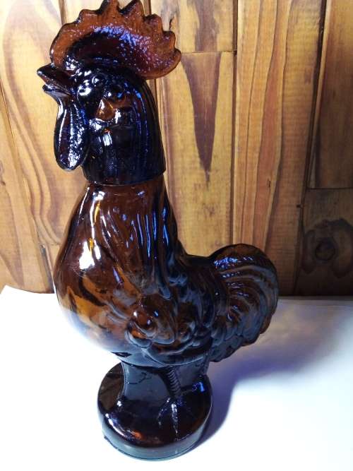 Solid Amber Glass Chicken Shaped Decanter/Bottle