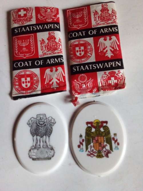 Two Vintage Mobil Coat of Arms Tokens