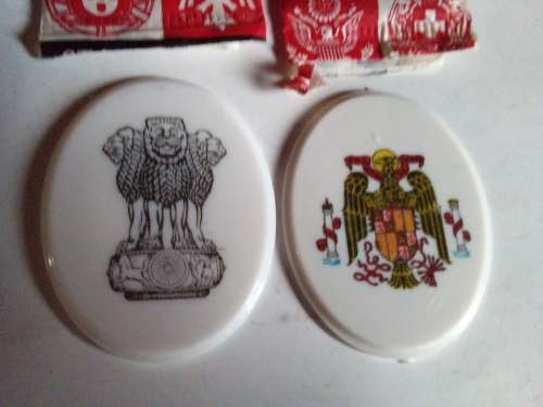 Two Vintage Mobil Coat of Arms Tokens