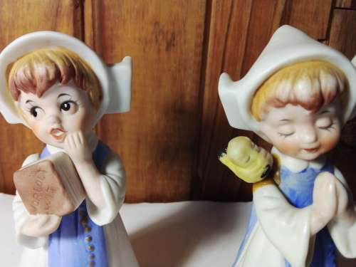 Pair of Small Detailed Religious Girls Figurines