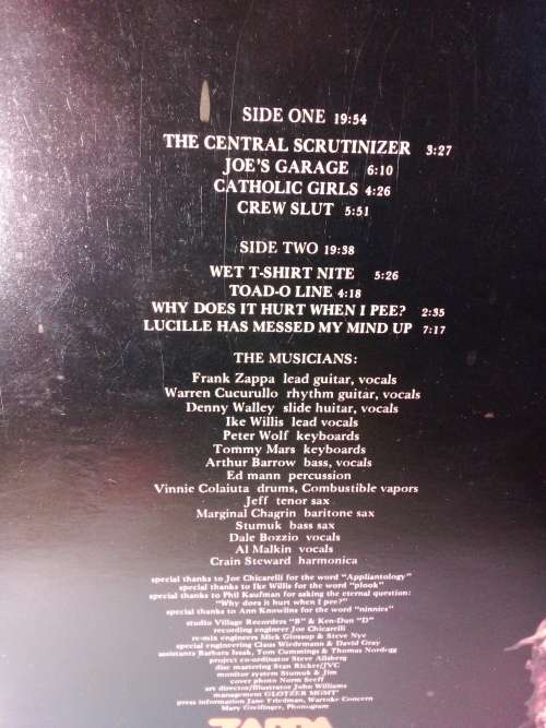 1979 Zappa - Joe`s Garage Act 1 Vinyl LP