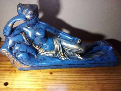 Ceramic Reclining Figurine on Chaise Lounger