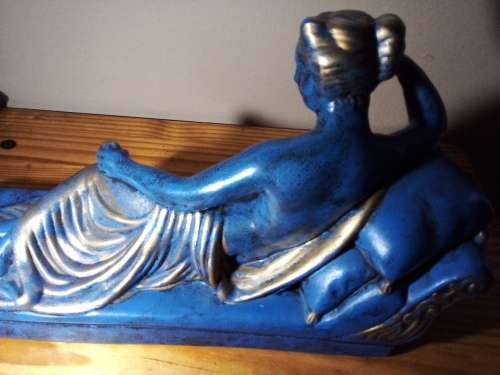 Ceramic Reclining Figurine on Chaise Lounger