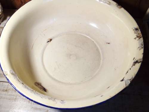 Vintage Large Enamel Bowl - Made in Hungary