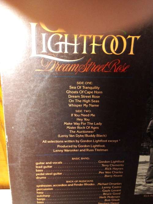 1980 Gordon Lightfoot - Dream Street Rose Vinyl LP