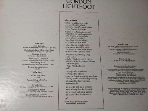 Gordon Lightfoot - Don Quixote Vinyl LP