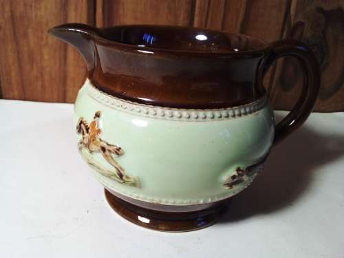 Rare 1930s Bourne Denby Derby Fox Hunting Milk Jug
