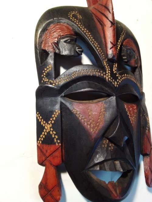Small African Wall Hanging Mask with Great Detail